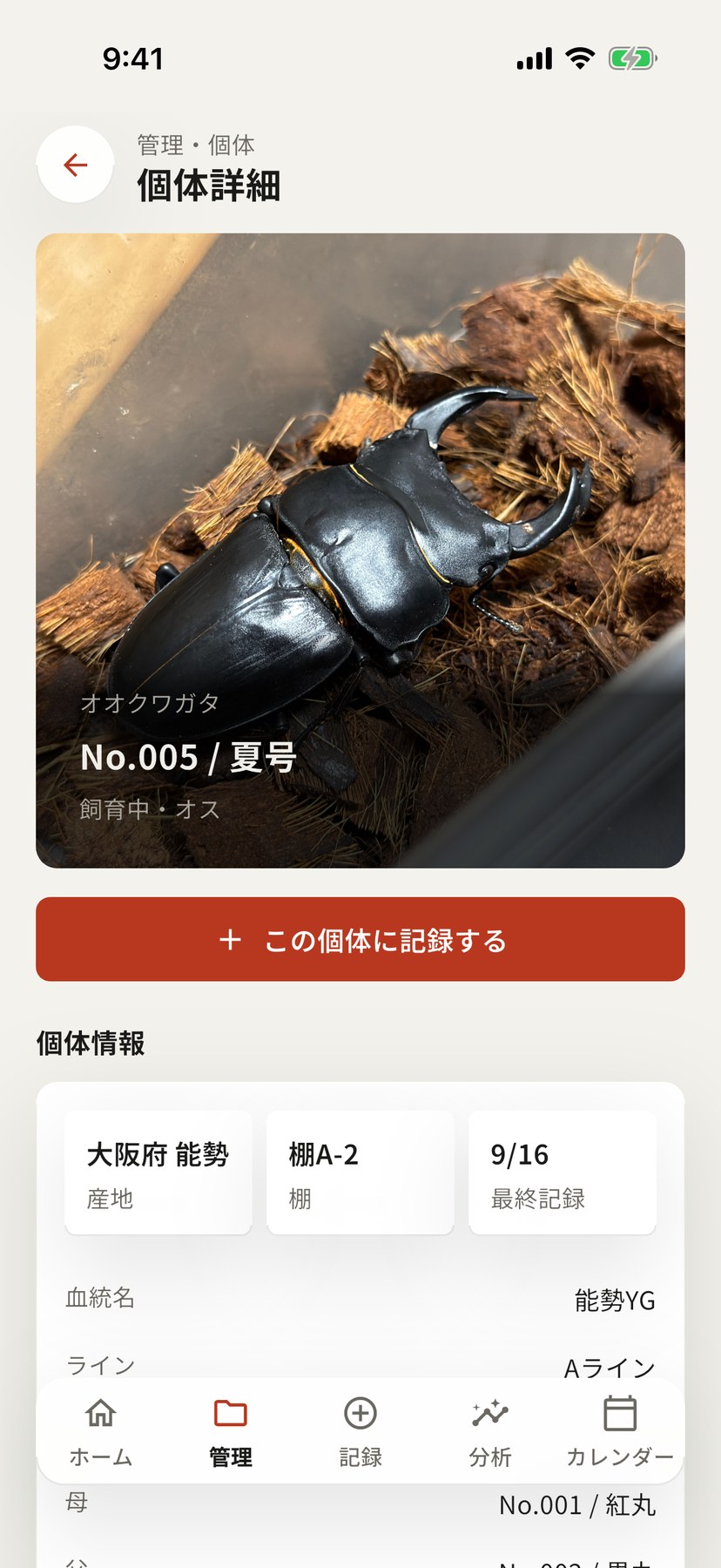 個体の詳細画面
